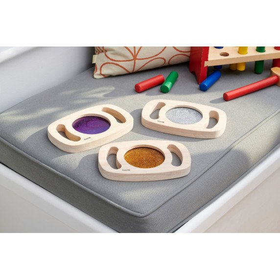 Sensorinių plokštelių su blizgučiais rinkinys (3 vnt.)