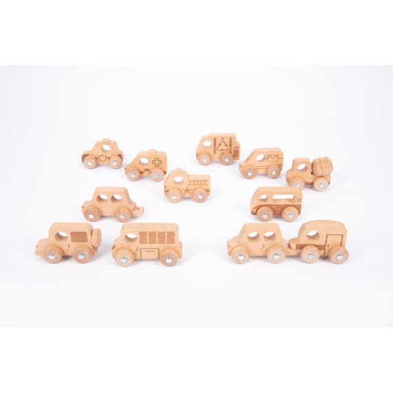 Medinių mašinėlių rinkinys “Miesto pažinimas” (12 vnt.)