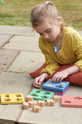 Spalvota medinų formų dėlionė