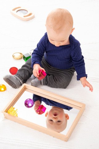 Mažas veidrodinis padėklas sensorikai - edukacijai