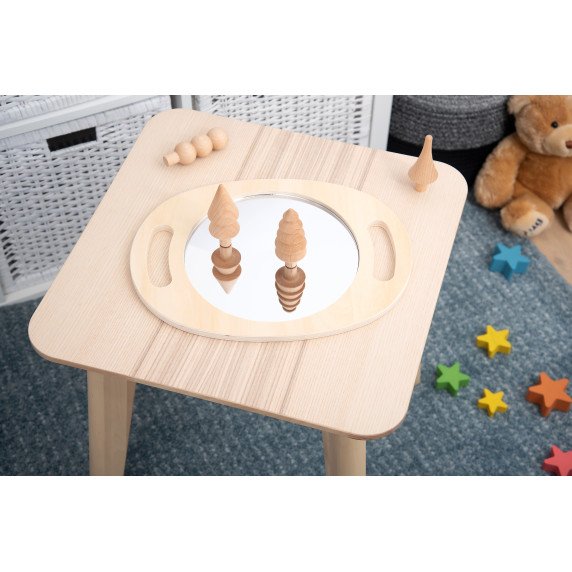 Rankinis akrilinis veidrodis su mediniu rėmu vaikams