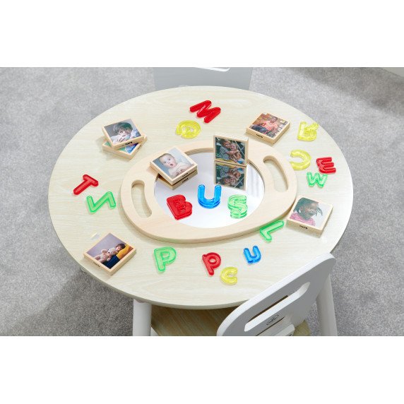 Rankinis akrilinis veidrodis su mediniu rėmu vaikams