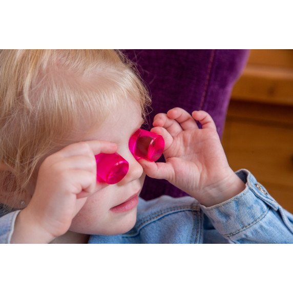 Spalvotų permatomų apskritimų rinkinys su veidrodiniu mediniu padėklu (100 vnt.)