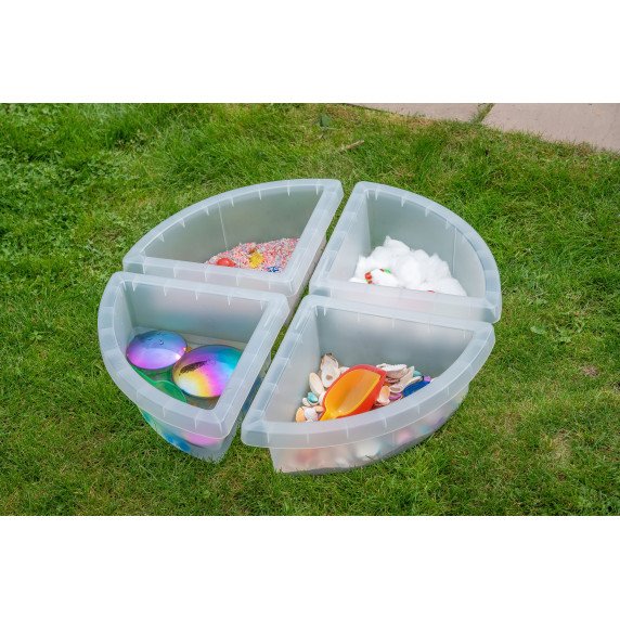 Skaidrūs 4 skyrių padėklai rūšiavimui ir tyrinėjimui