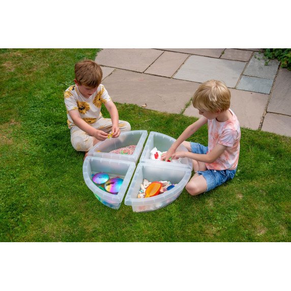 Skaidrūs 4 skyrių padėklai rūšiavimui ir tyrinėjimui