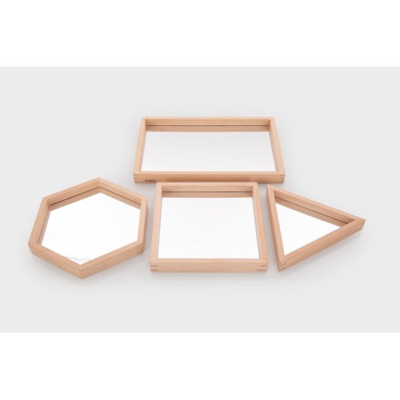 Veidrodiniai sensoriniai padėklai (4 vnt.)