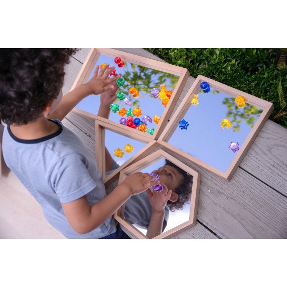 Veidrodiniai sensoriniai padėklai (4 vnt.)