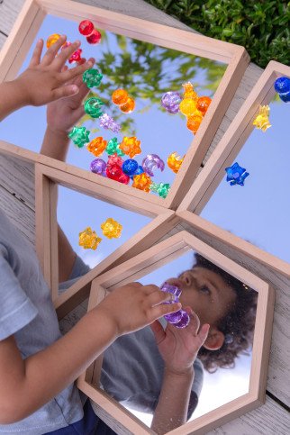 Veidrodiniai sensoriniai padėklai (4 vnt.)