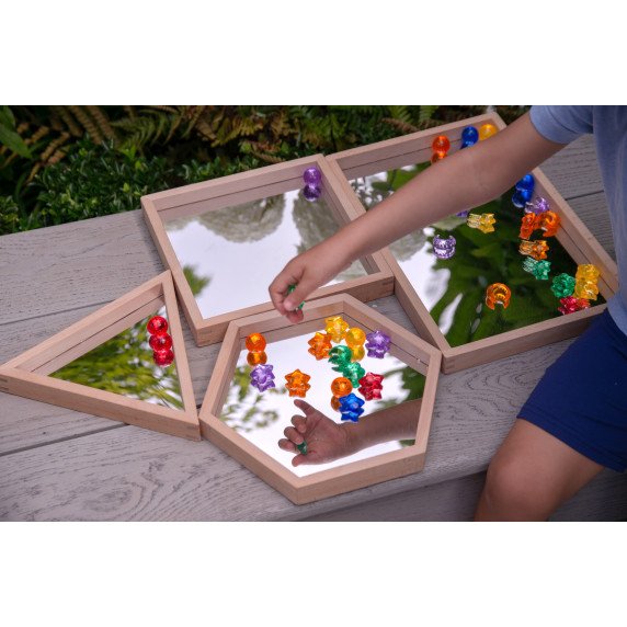 Veidrodiniai sensoriniai padėklai (4 vnt.)