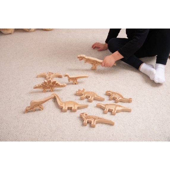 Medinės kaladėlės „Dinozaurų pažinimas” (10 vnt.)