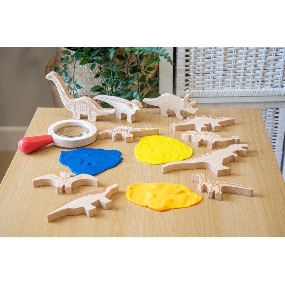 Medinės kaladėlės „Dinozaurų pažinimas” (10 vnt.)