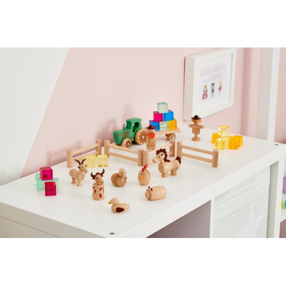 Medinių kaladėlių rinkinys „Ūkio pažinimas” (15 vnt.)