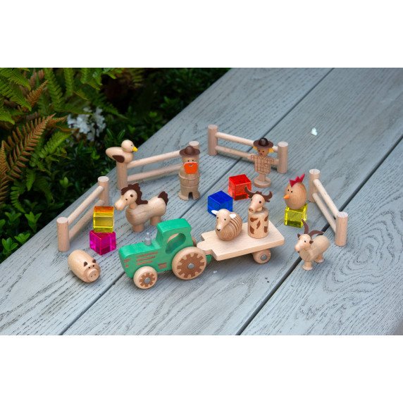 Medinių kaladėlių rinkinys „Ūkio pažinimas” (15 vnt.)