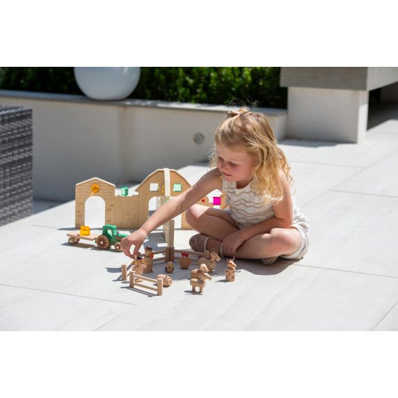 Medinių kaladėlių rinkinys „Ūkio pažinimas” (15 vnt.)