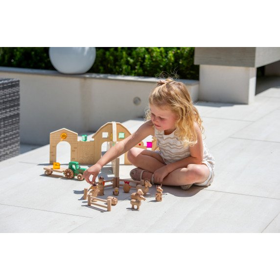 Medinių kaladėlių rinkinys „Ūkio pažinimas” (15 vnt.)