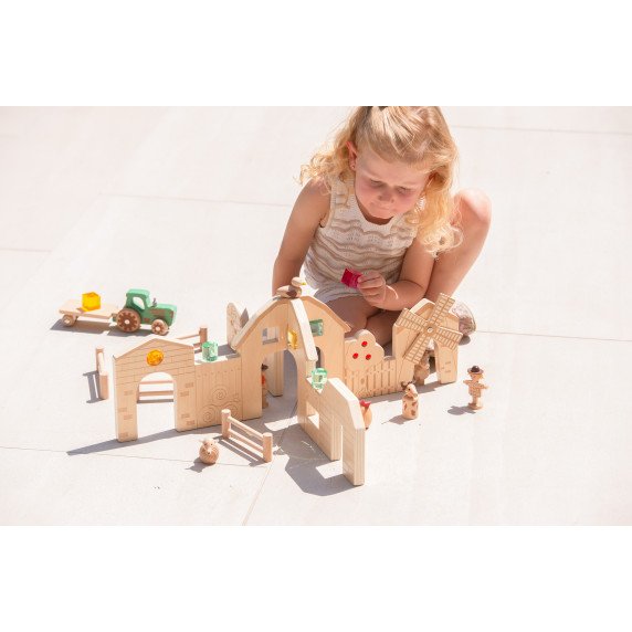 Medinių kaladėlių rinkinys „Ūkio pažinimas” (15 vnt.)