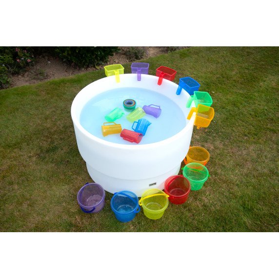 Šviečiantis sensorinis smėlio ir vandens stalas su talpa