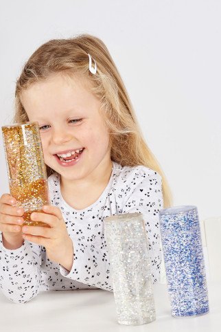 Sensoriniai cilindrai su blizgučiais (3 vnt.) Sensoriniai cilindrai su blizgučiais (3 vnt.)